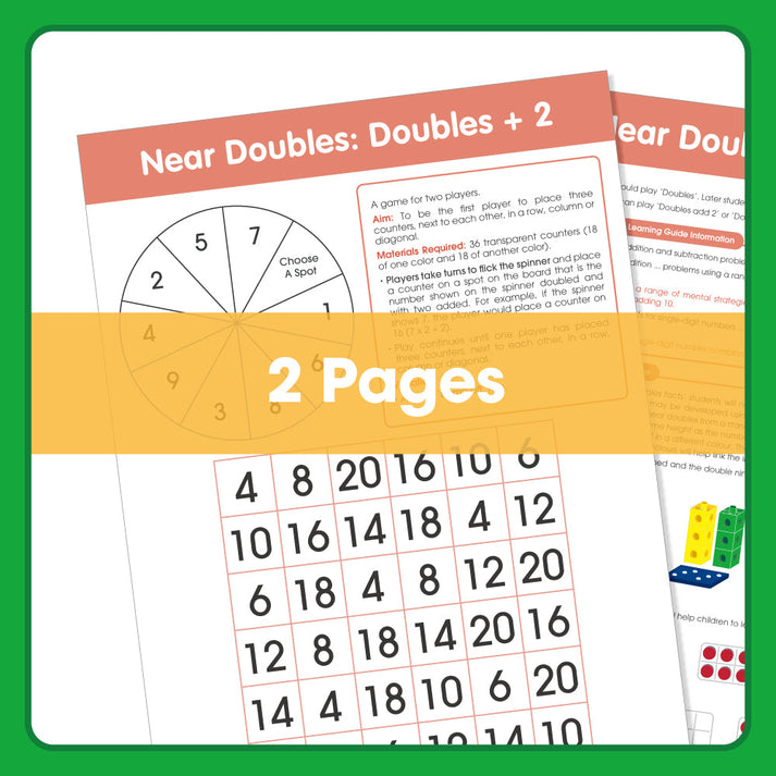 Edx Education Board Games Near Doubles: Doubles +2– Grade 1 to 3